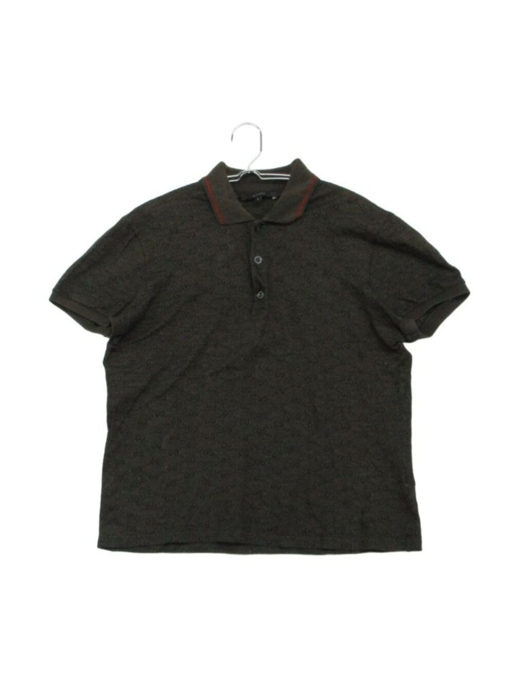 Gucci Polo Shirt Short Sleeve GG Logo Jacquard Line Kanoko Top Khaki